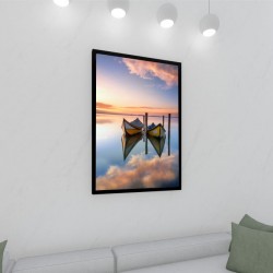 Quadro Decorativo Barcos em Adesivo com Moldura Caixa Quadro Decorativo Barcos em Adesivo com Moldura Caixa