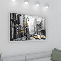 Quadro Decorativo New York em Adesivo com Moldura Caixa