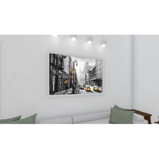 Quadro Decorativo New York em Adesivo com Moldura Caixa