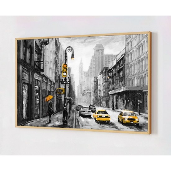 Quadro Decorativo New York em Adesivo com Moldura Caixa