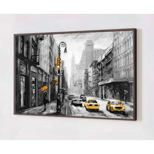 Quadro Decorativo New York em Adesivo com Moldura Caixa