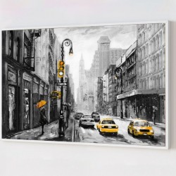 Quadro Decorativo New York em Adesivo com Moldura Caixa
