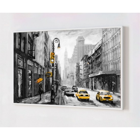 Quadro Decorativo New York em Adesivo com Moldura Caixa