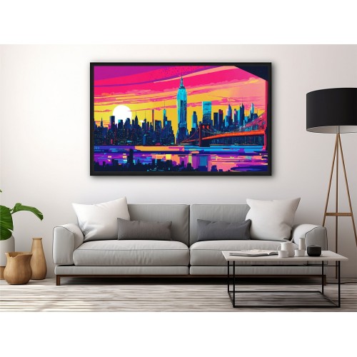 Quadro Decorativo New York Arte Colorida em adesivo com moldura caixa Quadro Decorativo New York Arte Colorida em adesivo com moldura caixa