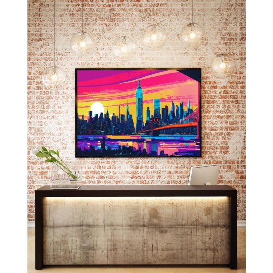 Quadro Decorativo New York Arte Colorida em adesivo com moldura caixa Quadro Decorativo New York Arte Colorida em adesivo com moldura caixa