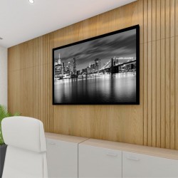 Quadro Decorativo New York Preto e Branco em Adesivo com Moldura Caixa