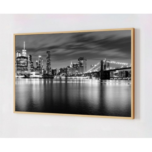 Quadro Decorativo New York Preto e Branco em Adesivo com Moldura Caixa