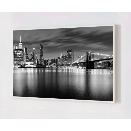 Quadro Decorativo New York Preto e Branco em Adesivo com Moldura Caixa