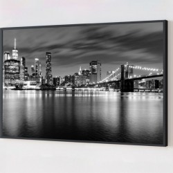 Quadro Decorativo New York Preto e Branco em Adesivo com Moldura Caixa