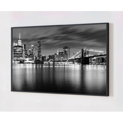 Quadro Decorativo New York Preto e Branco em Adesivo com Moldura Caixa