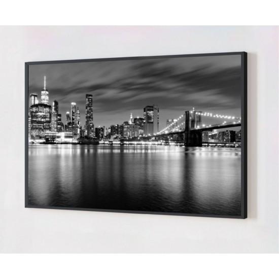 Quadro Decorativo New York Preto e Branco em Adesivo com Moldura Caixa