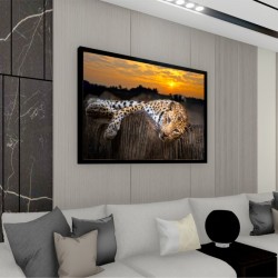 Quadro Decorativo Onça Pintada em Adesivo com Moldura Caixa