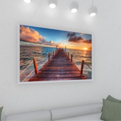 Quadro Decorativo Por do Sol em Adesivo com Moldura Caixa
