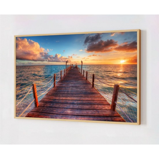 Quadro Decorativo Por do Sol em Adesivo com Moldura Caixa