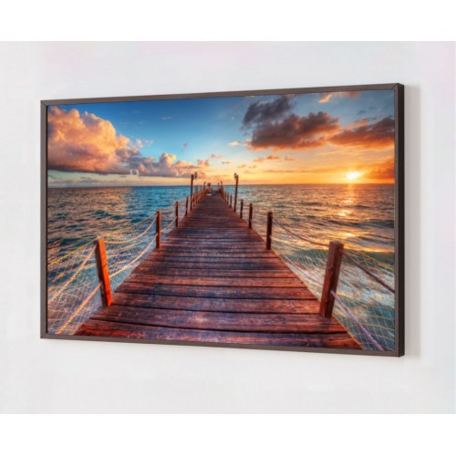 Quadro Decorativo Por do Sol em Adesivo com Moldura Caixa