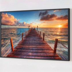 Quadro Decorativo Por do Sol em Adesivo com Moldura Caixa