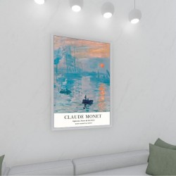 Quadro Decorativo Claude Monet Impressão Nascer do Sol em Adesivo com Moldura Caixa Quadro Decorativo Claude Monet Impressão Nascer do Sol em Adesivo com Moldura Caixa