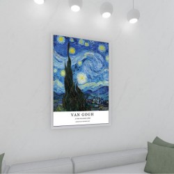 Quadro Decorativo Van Gogh Noite Estrelada em Adesivo com Moldura Caixa