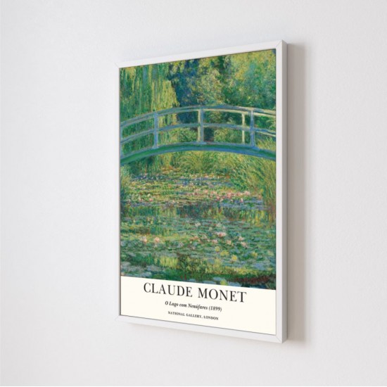 Quadro Decorativo Claude Monet O Lago com Nenúfares em Adesivo com Moldura Caixa