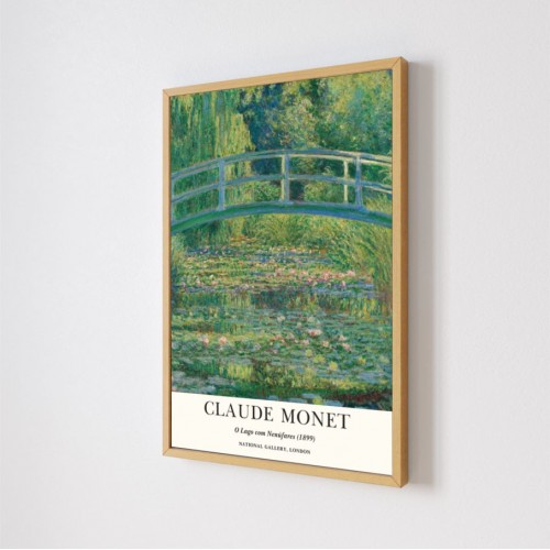 Quadro Decorativo Claude Monet O Lago com Nenúfares em Adesivo com Moldura Caixa