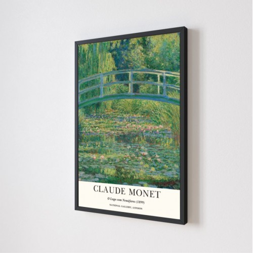 Quadro Decorativo Claude Monet O Lago com Nenúfares em Adesivo com Moldura Caixa