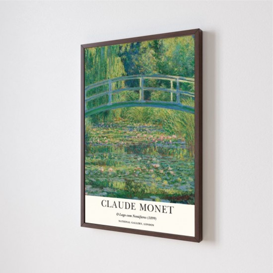 Quadro Decorativo Claude Monet O Lago com Nenúfares em Adesivo com Moldura Caixa