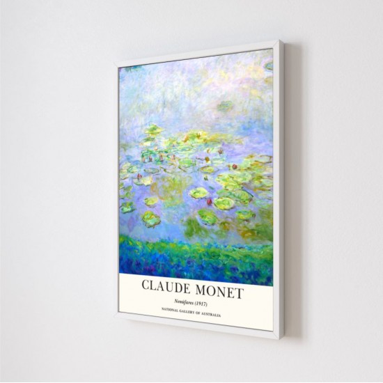 Quadro Decorativo Claude Monet Nenúfares em Adesivo com Moldura Caixa