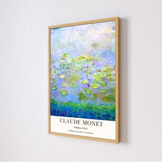 Quadro Decorativo Claude Monet Nenúfares em Adesivo com Moldura Caixa