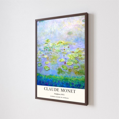 Quadro Decorativo Claude Monet Nenúfares em Adesivo com Moldura Caixa