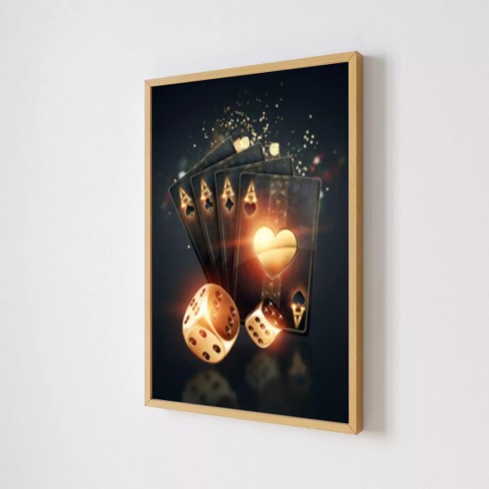 Quadro Decorativo Poker em Adesivo com Moldura Caixa