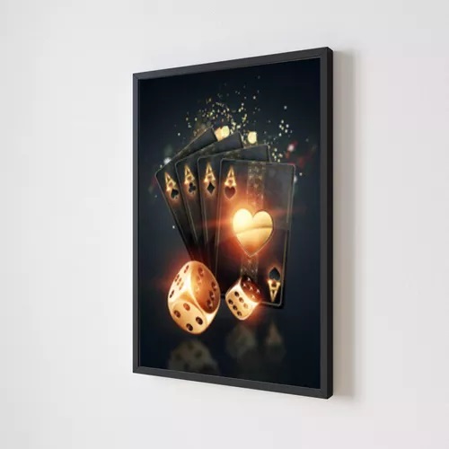 Quadro Decorativo Poker em Adesivo com Moldura Caixa