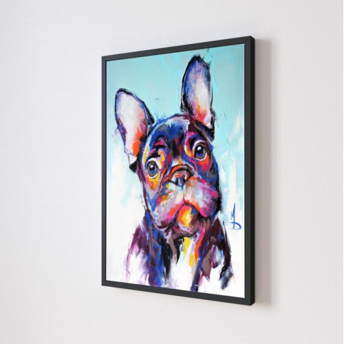 Quadro Decorativo Pop Art Cachorro em Adesivo com Moldura Caixa