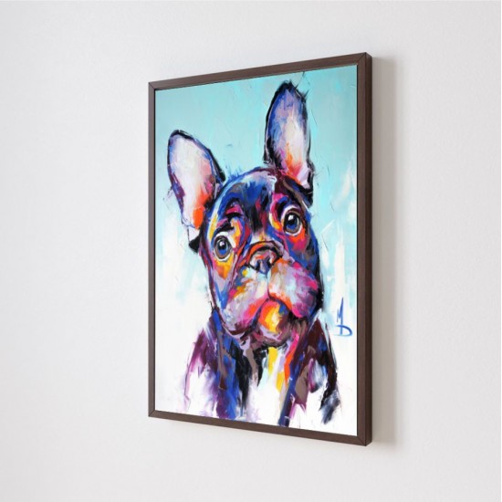 Quadro Decorativo Pop Art Cachorro em Adesivo com Moldura Caixa