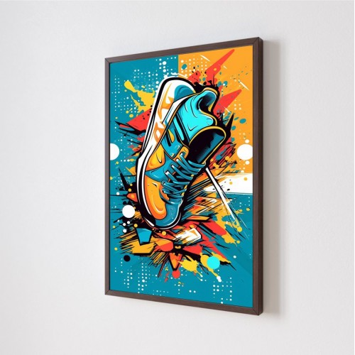 Quadro Decorativo Pop Art Tênis em Adesivo com Moldura Caixa