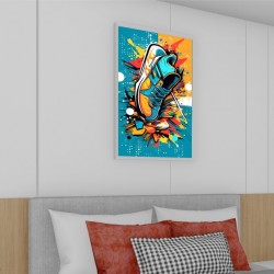 Quadro Decorativo Pop Art Tênis em Adesivo com Moldura Caixa