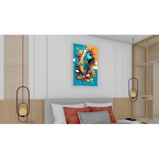 Quadro Decorativo Pop Art Tênis em Adesivo com Moldura Caixa