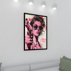 Quadro Decorativo Pop Art Mulher em Adesivo com Moldura Caixa