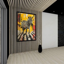 Quadro Decorativo Pop Art Zebra em Adesivo com Moldura Caixa