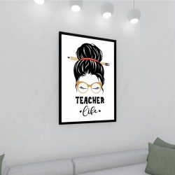 Quadro Decorativo Professora em Adesivo com Moldura Caixa