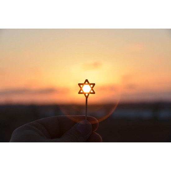 Quadro Shabbat Shalom Estrela de Davi 45x34cm - Com Vidro em