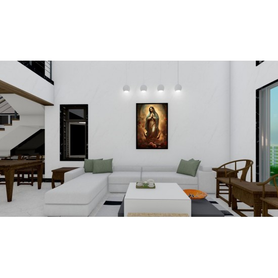 Quadro Decorativo Maria em Adesivo com Moldura Caixa