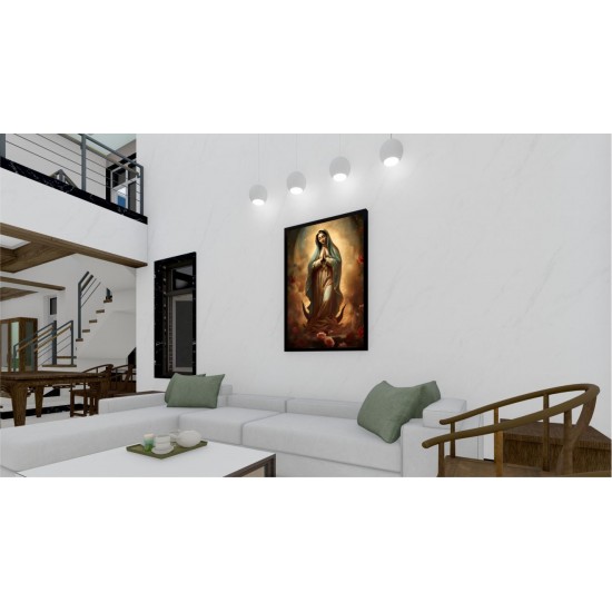 Quadro Decorativo Maria em Adesivo com Moldura Caixa