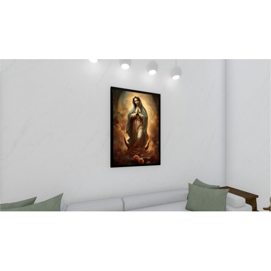 Quadro Decorativo Maria em Adesivo com Moldura Caixa