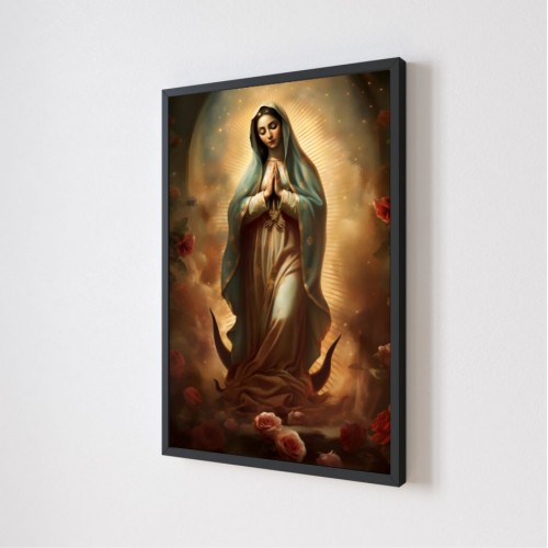 Quadro Decorativo Maria em Adesivo com Moldura Caixa