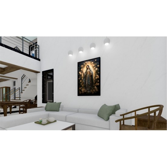 Quadro Decorativo Maria Abstrato em Adesivo com Moldura Caixa