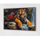 Quadro Decorativo Tigre e Arara em Adesivo com Moldura Caixa