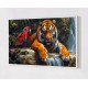 Quadro Decorativo Tigre e Arara em Adesivo com Moldura Caixa