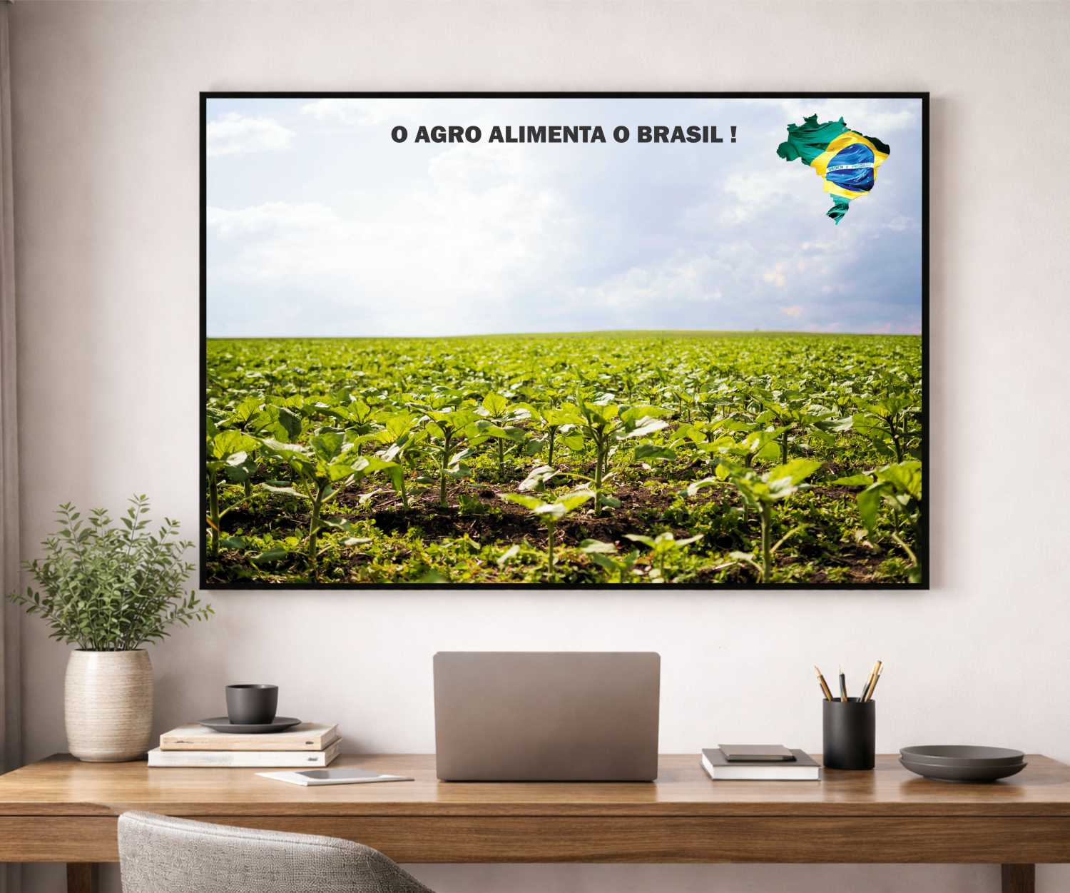 Quadro Decorativo Agro Alimenta o Brasil Plantação