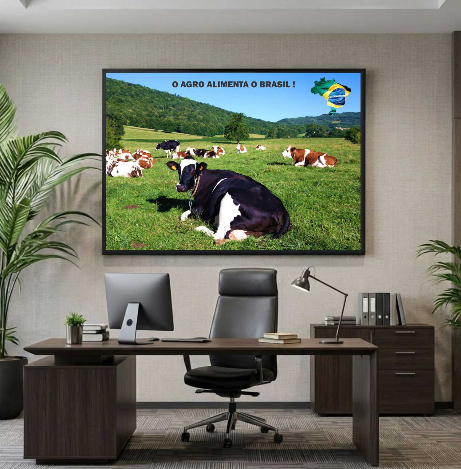 Quadro Decorativo Agro Alimenta o Brasil Gado