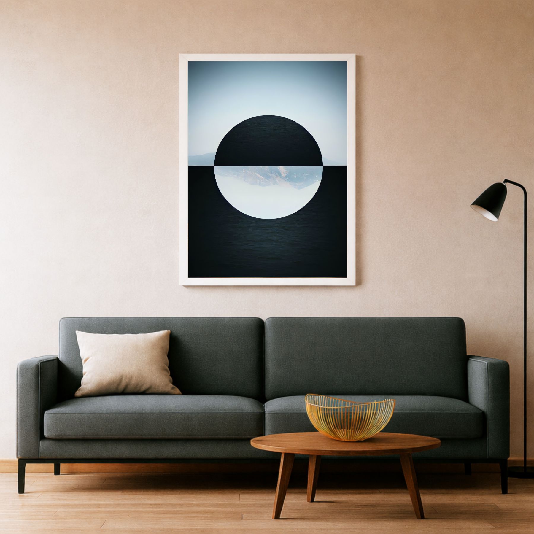 Quadro Decorativo Abstrato Geométrico Minimalista Dois Tons